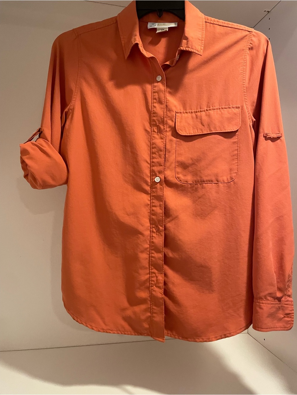 Exofficio Women's Orange Button-Down UV Protection Shirt with Chest Pocket
